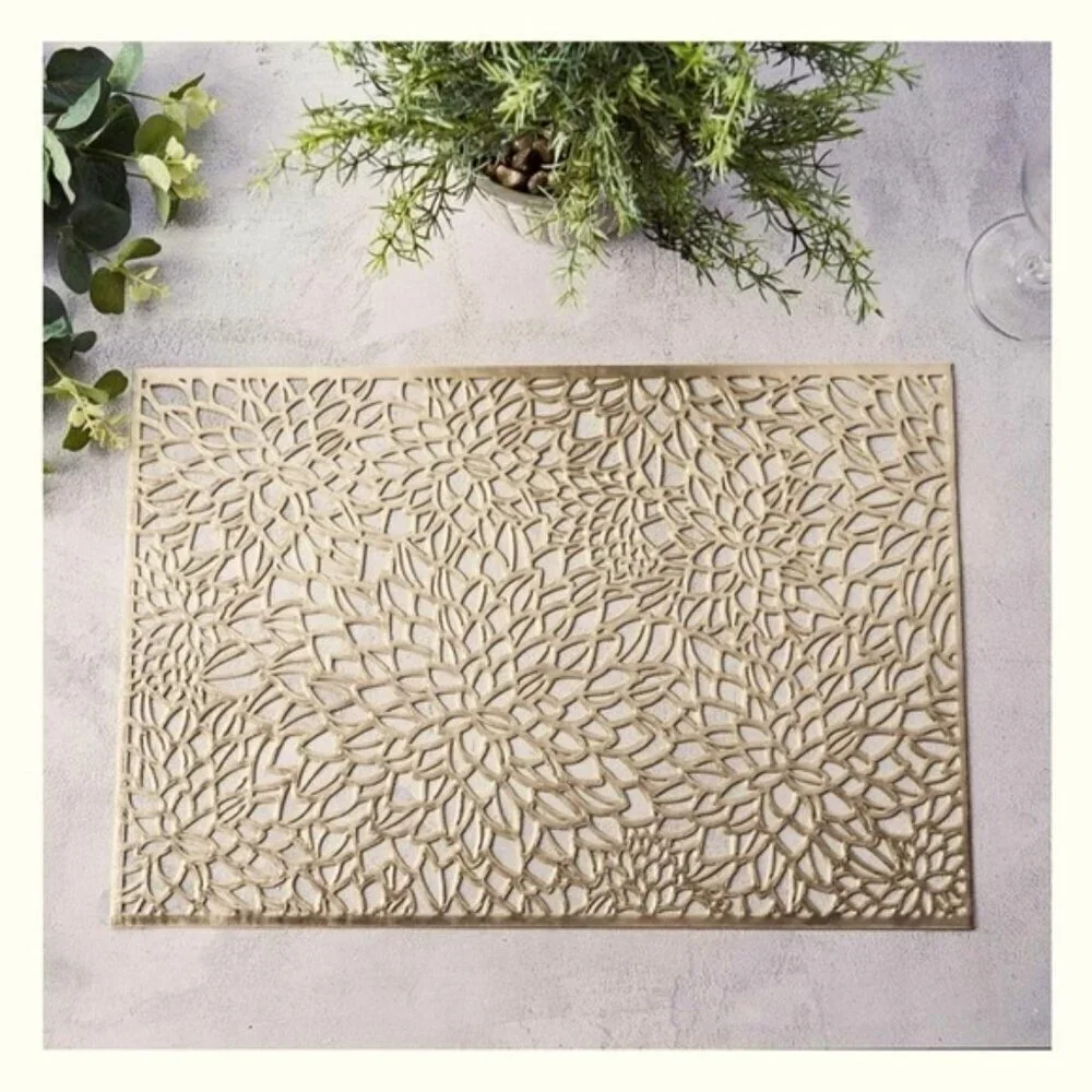Gold Placemats Laser Cut Elegant Everyday Special Occasion Holiday Elegant 4 PC